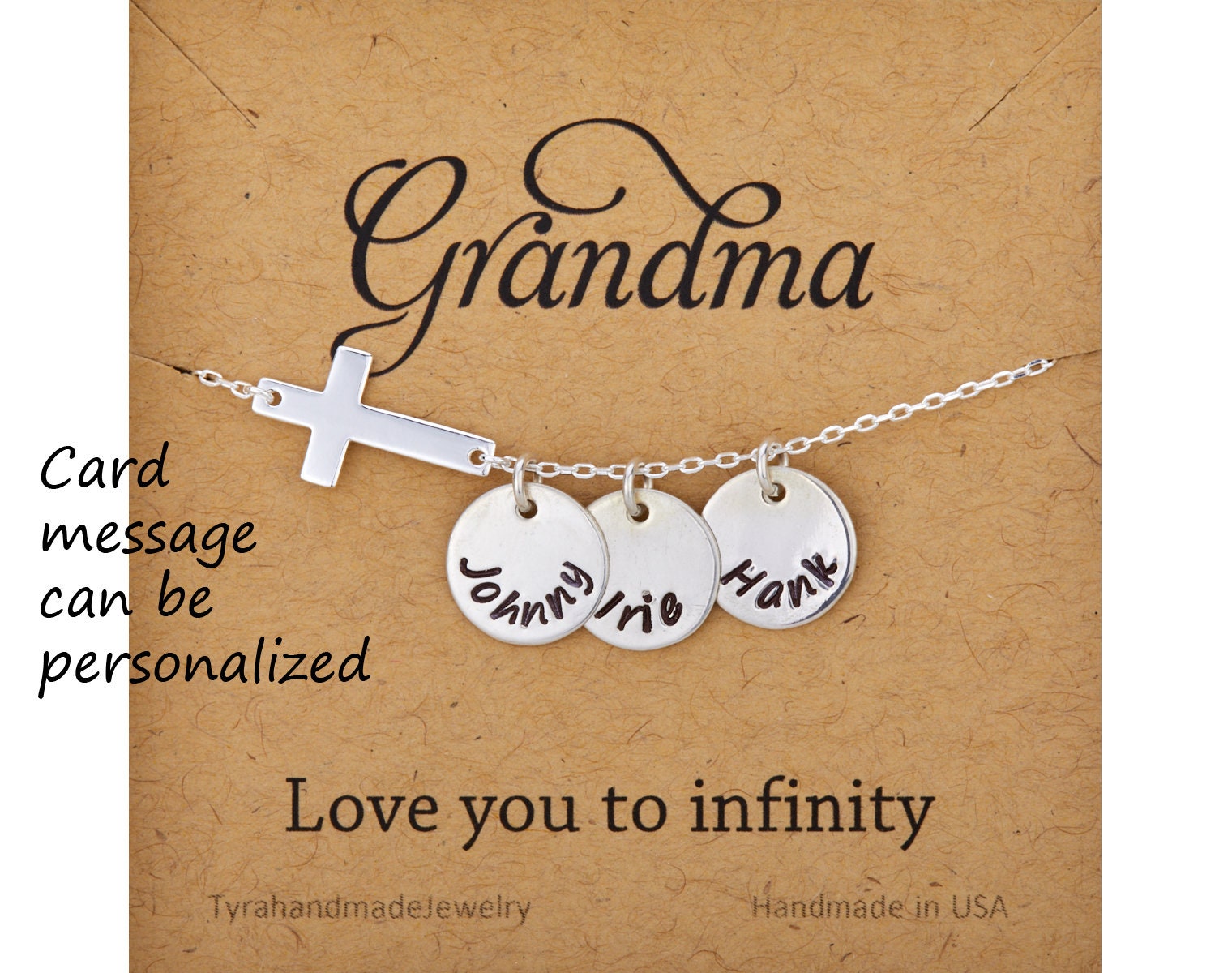 Name Anhänger Kreuz Halskette, Hand Gestempelt, Schwester Seitlich Infinity, Mutter Geschenk, Gesegnet, Glaube, Oma Grußkarte Name Anhänger Kreuz Halskette, Hand Gestempelt, Schwester Seitlich Infinity, Mutter Geschenk, Gesegnet, Glaube, Oma Grußkarte von tyrahandmadejewelry