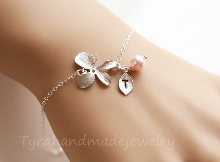 Orchidee Blume Und Blatt Erste Sterling Silberarmband, Blumenschmuck, Blumenmädchen, Brautjungferngeschenke, Draht Umwickelt Perle, Verstellbares Orchidee Blume Und Blatt Erste Sterling Silberarmband, Blumenschmuck, Blumenmädchen, Brautjungferngeschenke, Draht Umwickelt Perle, Verstellbares von tyrahandmadejewelry