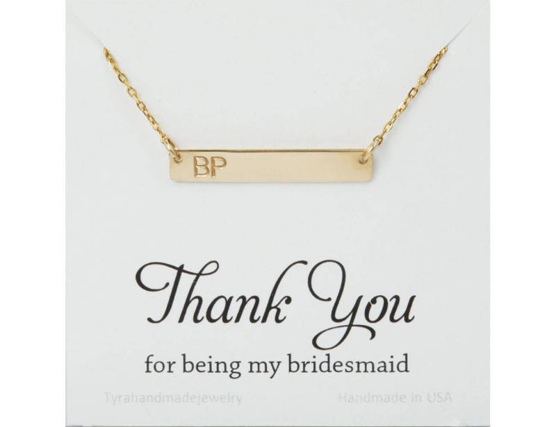 Personalisierte Gravierte Bar Halskette, Name Datum Ort Bar, Lange Monogramm Erste Brautjungfer Schmuck, Benutzerdefinierte Notiz-Karte Personalisierte Gravierte Bar Halskette, Name Datum Ort Bar, Lange Monogramm Erste Brautjungfer Schmuck, Benutzerdefinierte Notiz-Karte von tyrahandmadejewelry