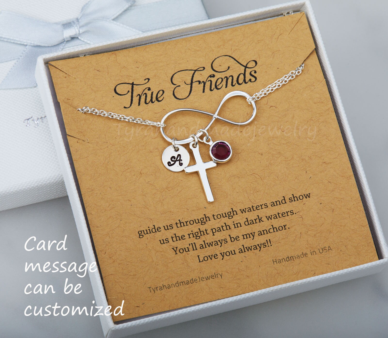 Personalisierte Sterling Silber Infinity Kreuz Armband Benutzerdefinierte Initiale & Stein Personalisierte Sterling Silber Infinity Kreuz Armband Benutzerdefinierte Initiale & Stein von tyrahandmadejewelry