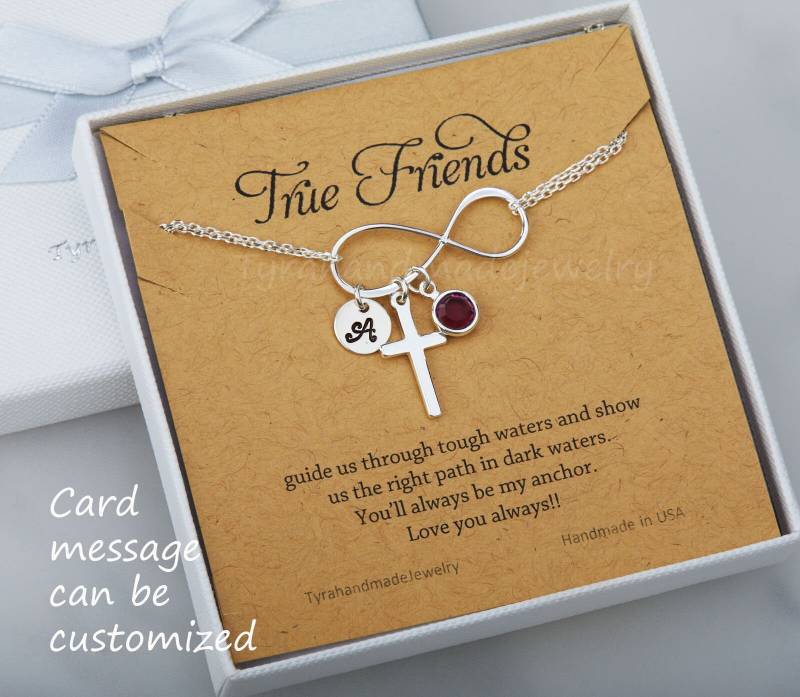 Personalisierte Sterling Silber Infinity Kreuz Armband Benutzerdefinierte Initiale & Stein von tyrahandmadejewelry