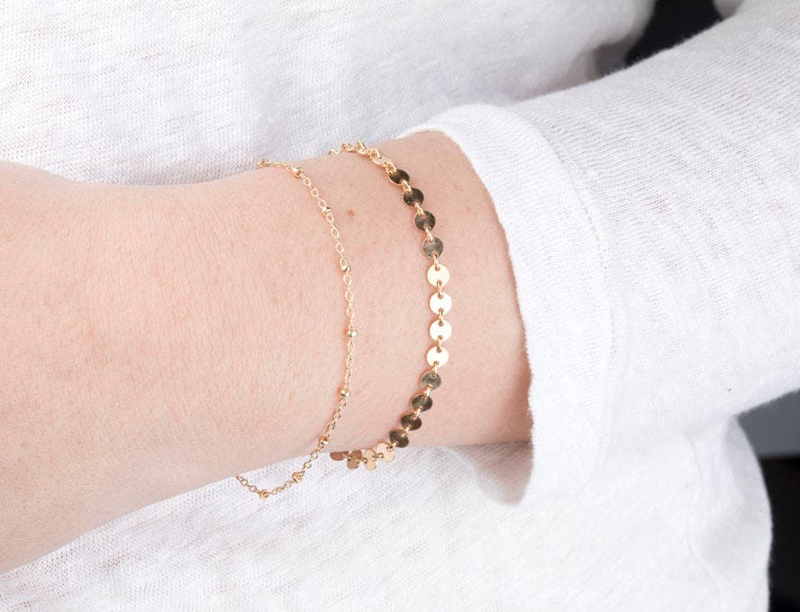 Satelliten Perlen Armband, Münze Kreis Kettenarmband, Layering Stapel Armband Set, Zierliche Armband-Set Für Jeden Tag, Geschenk Brautjungfer Satelliten Perlen Armband, Münze Kreis Kettenarmband, Layering Stapel Armband Set, Zierliche Armband-Set Für Jeden Tag, Geschenk Brautjungfer von tyrahandmadejewelry