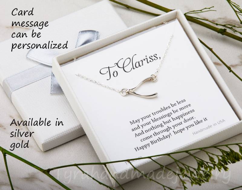 Jennifer Aniston Inspirierte Wishbone-Halskette, Sterlingsilber-Wishbone-Halskette, Seitlich, Gesegnet, Abschlussgeschenk, Geburtstagskarte Jennifer Aniston Inspirierte Wishbone-Halskette, Sterlingsilber-Wishbone-Halskette, Seitlich, Gesegnet, Abschlussgeschenk, Geburtstagskarte von tyrahandmadejewelry