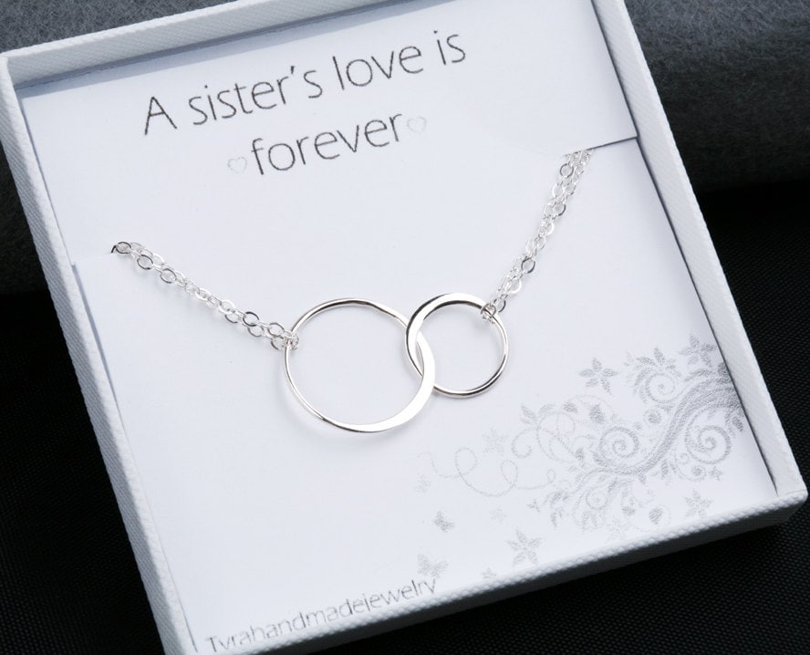 sterling Silber Doppel Ewigkeit Armband, Beste Freunde Karma, Halo-Armband, Schwester, Brautjungferngeschenke von tyrahandmadejewelry2