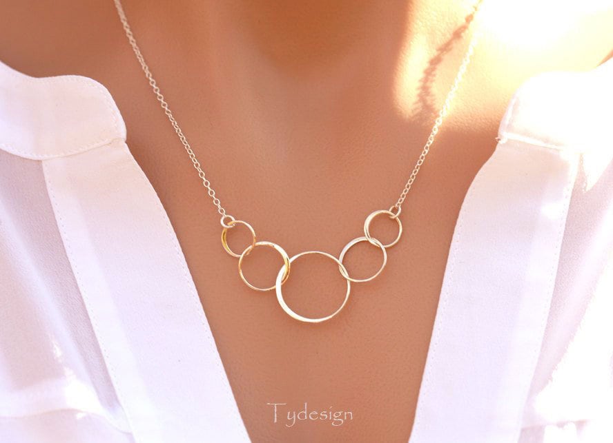 sterling Silber Karma Halskette, Kreis Ewigkeit Ringe, Brautjungferngeschenke, Hochzeit Brautschmuck von tyrahandmadejewelry2