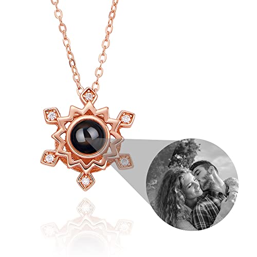 100 Sprachen Ich liebe dich Anhänger Benutzerdefinierte Foto Halskette Blume Halskette 925 Silber Valentinstag Romantisches Geschenk für Freundin (B,Roségold) von tyu