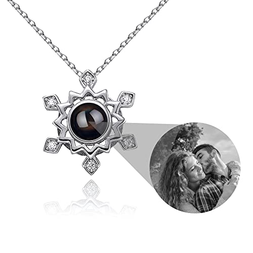 100 Sprachen Ich liebe dich Anhänger Benutzerdefinierte Foto Halskette Blume Halskette 925 Silber Valentinstag Romantisches Geschenk für Freundin (B,Silber) von tyu