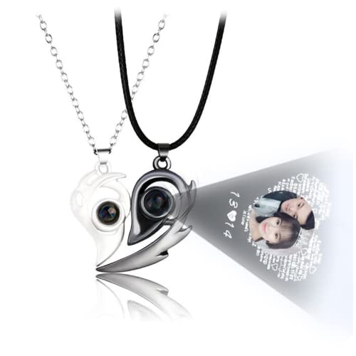 2 Stück modische Herzprojektion 100 Sprachen I Love You Halskette Klassisch Romantisch Liebe Erinnerung Paar Schmuck Valentinstag Geschenk (A) von tyu
