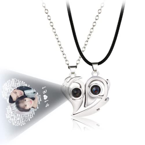2 Stück modische Herzprojektion 100 Sprachen I Love You Halskette Klassisch Romantisch Liebe Erinnerung Paar Schmuck Valentinstag Geschenk (C) von tyu