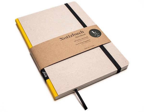 tyyp Nachhaltiges Design-Notizbuch A5 aus 100 % Recyclingpapier „Klassik - Öko Recyclingkarton Grau“ von tyyp
