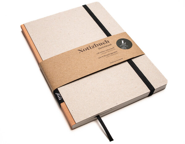 tyyp Nachhaltiges Design-Notizbuch A5 aus 100 % Recyclingpapier „Klassik - Öko Recyclingkarton Grau“ von tyyp