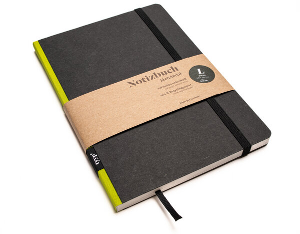 tyyp Nachhaltiges Design-Notizbuch A5 aus 100 % Recyclingpapier „Klassik - SCHWARZ“ von tyyp