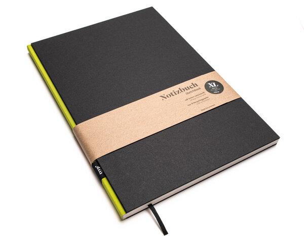 tyyp Nachhaltiges großes Design-Notizbuch (Schwarz) aus 100 % Recyclingpapier „BerlinBook“ von tyyp