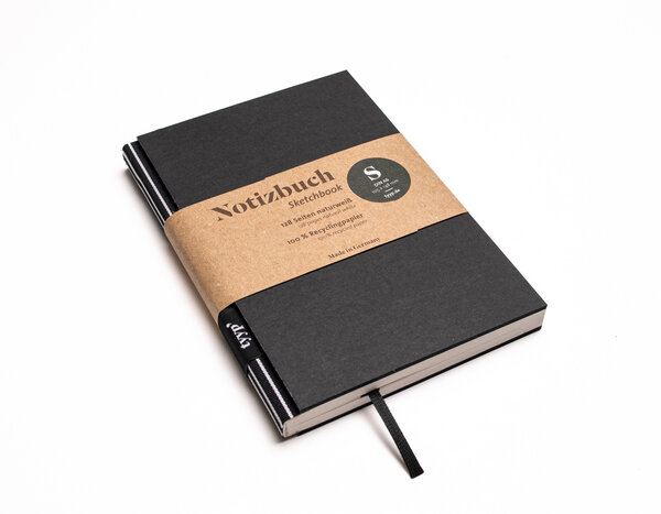 tyyp Nachhaltiges kleines Design-Notizbuch (Schwarz) aus 100 % Recyclingpapier „BerlinBook“ von tyyp