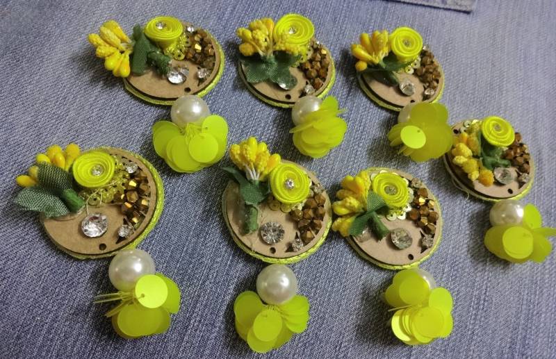 Dekorative Knöpfe Handmade-Stick Auf Tasten, Flache Rückseite Applikationen, Bastelbedarf, Verzierung - 2 Stück von uDazzleSupplies