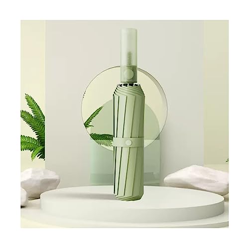 Regenschirme für Regen Sonnenschirm, automatisch öffnender und schließender Regenschirm, Reiseschirm mit transparentem Griff, faltbarer Regenschirm, Blockierung for den täglichen Gebrauch(Green) von uHLANQC