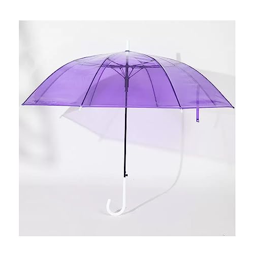 Regenschirme für Regen Sonnenschirm, durchsichtiger Regenschirm, automatisch öffnend, transparent, modischer Regenschirm mit leicht zu greifendem Riemen for Mädchen, Jungen oder Frauen und Männer(Purp von uHLANQC