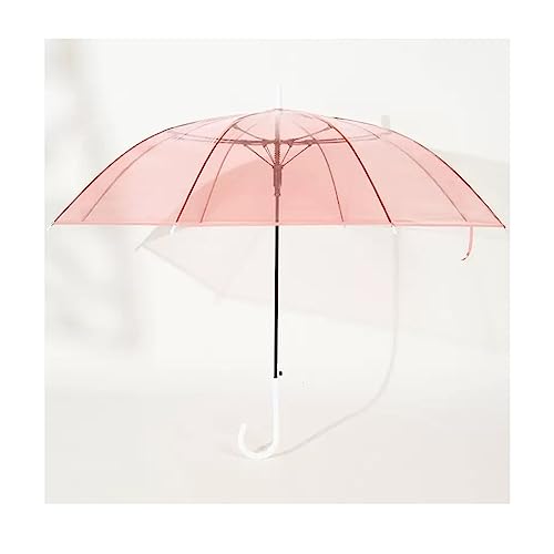 Regenschirme für Regen Sonnenschirm, durchsichtiger Regenschirm, automatisch öffnend, transparent, modischer Regenschirm mit leicht zu greifendem Riemen for Mädchen, Jungen oder Frauen und Männer(Pink von uHLANQC