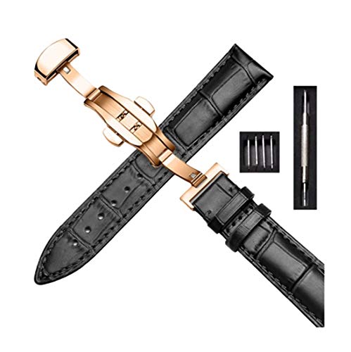 Uhrenarmbänder für Herren, 16-mm-/18-mm-/20-mm-/22-mm-Armband, Bambusmuster-Armband, Lederuhr mit Faltbarer Doppeldruck-Schmetterlingsschnalle, Uhrenzubehör mit Installationswerkzeug(Type 05,20mm) von uHLANQC