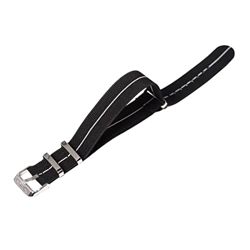Uhrenarmbänder für Herren, 20mm/22mm Französisch Truppen Fallschirm Schwarz Dornschließe Elastische Gewebt Nylon Armband NATO Militär Uhrenarmband Zubehör(Type 3,22mm) von uHLANQC