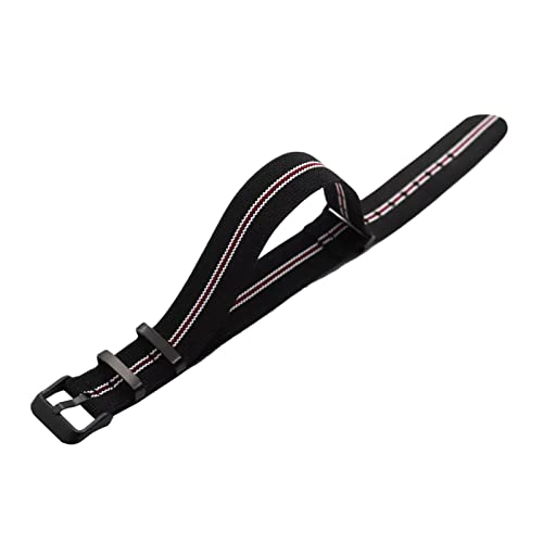 Uhrenarmbänder für Herren, 20mm/22mm Französisch Truppen Fallschirm Schwarz Dornschließe Elastische Gewebt Nylon Armband NATO Militär Uhrenarmband Zubehör(Type 6,20mm) von uHLANQC