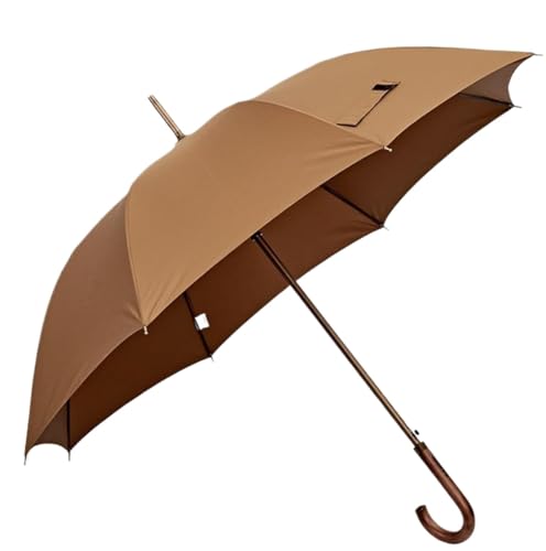 uHLANQC Regenschirme für Regen Sonnenschirm, Arc Classic Handle Umbrella Auto Open J Hook Stick Regenschirme for Männer Frauen(Brown) von uHLANQC