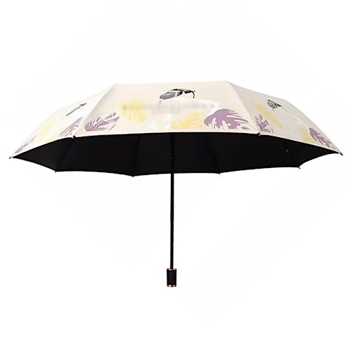 uHLANQC Regenschirme für Regen Sonnenschirm, tragbarer Reiseschirm, einfach zu faltender, kompakter Regenschirm for Damen und Herren(Beige) von uHLANQC
