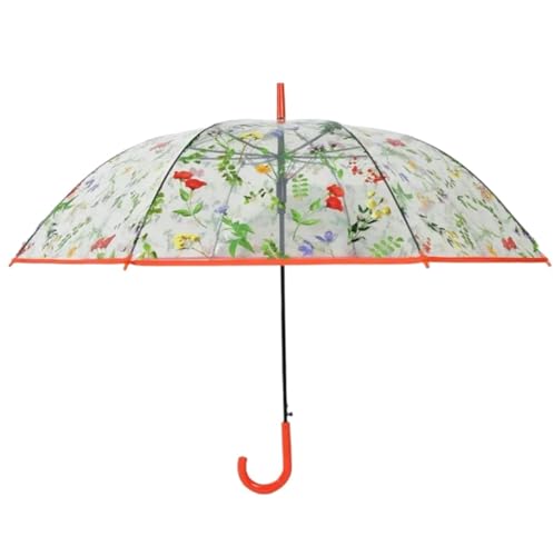uHLANQC Regenschirme für Regen Sonnenschirm, transparenter Regenschirm mit Buntem Blumenmuster, halbautomatischer gebogener Griff for Damen und Herren(Yellow) von uHLANQC