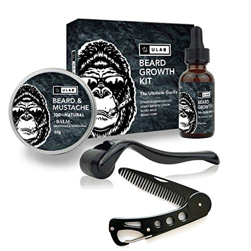 uLab Ultimate Gorilla Bartwachstums-Kit mit Derma Roller, Bartöl, Bartbalsam und faltbarem Styling Kamm - Geschenkset für Männer für Bartwachstum, Styling und Pflege - Enthält Mikronadel-Titanroller uLab Ultimate Gorilla Bartwachstums-Kit mit Derma Roller, Bartöl, Bartbalsam und faltbarem Styling Kamm - Geschenkset für Männer für Bartwachstum, Styling und Pflege - Enthält Mikronadel-Titanroller von uLab