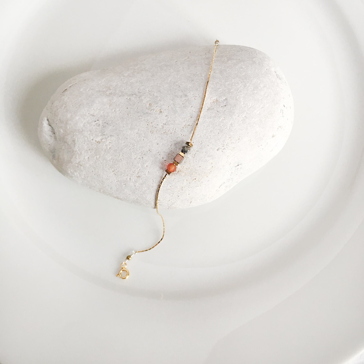 Armband Mit Kornelol Und 925 Silbernen, Silbernen Feinem Gold, Mädchen-Geschenk, Hand Gemachte Schmuck, Stein von ubcreation