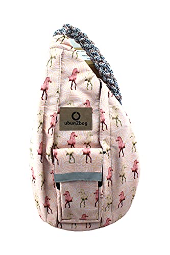 ubun2bag sling bag Rucksack für Damen und Herren Anti Theft RFID Schutz für Krypto Wallet - Wasserfest - Crossbody Sling Shoulder Bag Daypack (Pferde) von ubun2bag