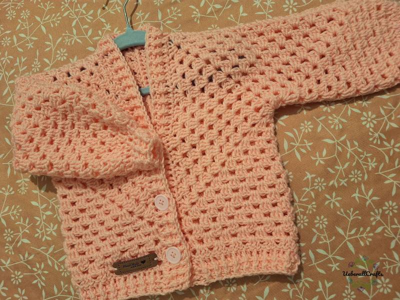 Einzelstück - Kinder/ Baby Häkeljacke in Rosa, Strickjacke Gehäkelt, Cardigan, Hexagon Jacke, Handgemachte Handmade von ueberallcrafts