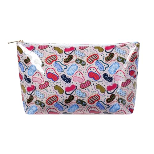 Große wasserdichte PVC-Strand-/Pool-Make-up-Tasche mit Schleifenmuster, niedliche Kosmetiktasche mit Reißverschluss, Kokette, Reise-Kulturbeutel für Damen und Mädchen, 03 Augenmaske von uekeboag