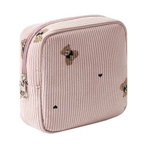 Niedliche kleine Make-up-Tasche aus Cord mit Reißverschluss, Mini-Kokette, ästhetische Tasche mit Bärenmuster für Geldbörse, Schlüsseltasche, Lippenstift, Kartenhalter, Datenkabel-Organizer für Damen Niedliche kleine Make-up-Tasche aus Cord mit Reißverschluss, Mini-Kokette, ästhetische Tasche mit Bärenmuster für Geldbörse, Schlüsseltasche, Lippenstift, Kartenhalter, Datenkabel-Organizer für Damen von uekeboag