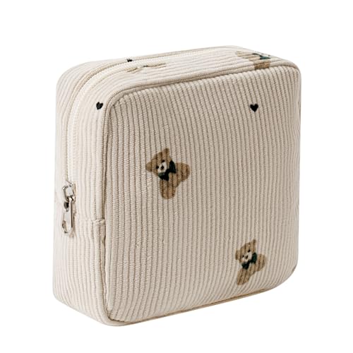 Niedliche kleine Make-up-Tasche aus Cord mit Reißverschluss, Mini-Kokette, ästhetische Tasche mit Bärenmuster für Geldbörse, Schlüsseltasche, Lippenstift, Kartenhalter, Datenkabel-Organizer für Damen Niedliche kleine Make-up-Tasche aus Cord mit Reißverschluss, Mini-Kokette, ästhetische Tasche mit Bärenmuster für Geldbörse, Schlüsseltasche, Lippenstift, Kartenhalter, Datenkabel-Organizer für Damen von uekeboag