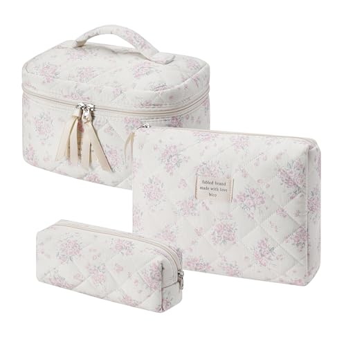 uekeboag Große Reise-Make-up-Tasche für Damen, gesteppt, Blumenmuster, Baumwolle, Kosmetiktasche, Kosmetiktasche, Kosmetiktasche, Kosmetiktasche, Kosmetiktasche, Kosmetiktasche, Kosmetiktasche uekeboag Große Reise-Make-up-Tasche für Damen, gesteppt, Blumenmuster, Baumwolle, Kosmetiktasche, Kosmetiktasche, Kosmetiktasche, Kosmetiktasche, Kosmetiktasche, Kosmetiktasche, Kosmetiktasche von uekeboag