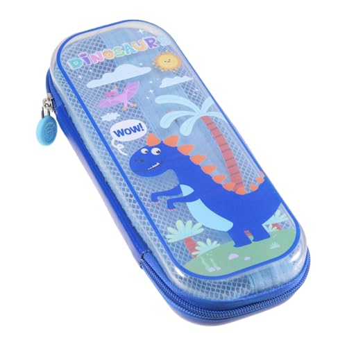 Federmäppchen für Jungen Federtasche Mäppchen Kinder Portable Federmappe Organizer Große Kapazität Pencil Case Dinosaurier Stiftetasche Schulmäppchen Bleistifttasche Schlamppermäppchen (Blau) von ueslwser