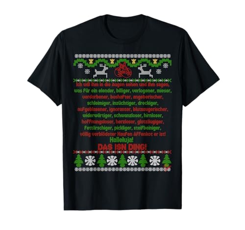 Ugly Sweater Weihnachtspullover by Jean Olivier - Herren & Damen Unisex-Erwachsene - Schwarz - S - V-Ausschnitt - Halbarm - Polyester 100% - Weihnachten & Geburtstag - T-Shirt von ugly sweater Weihnachtspullover by Jean Olivier