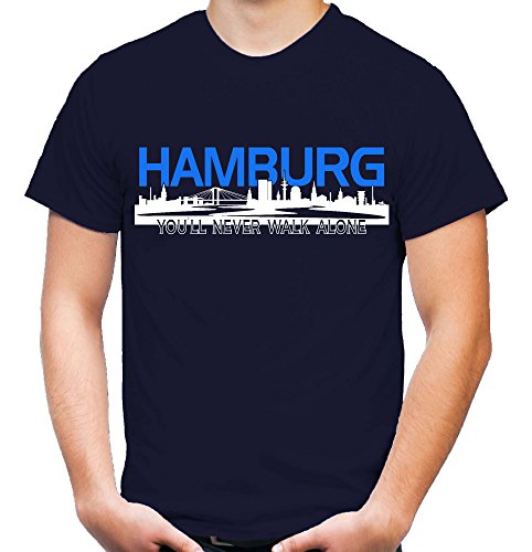 Hamburg Skyline Männer und Herren T-Shirt | Fussball Ultras Geschenk (XL, Navy) von uglyshirt87