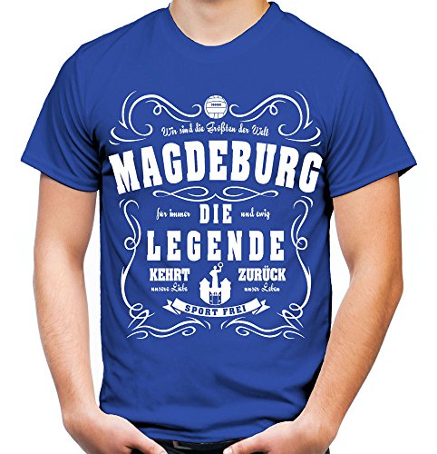 Legende Magdeburg Männer und Herren T-Shirt | Fussball Aufsteiger Ultras Geschenk (M, Blau) von uglyshirt87