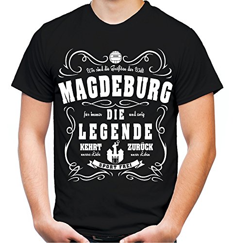 Legende Magdeburg Männer und Herren T-Shirt | Fussball Aufsteiger Ultras Geschenk (XXL, Schwarz) von uglyshirt87