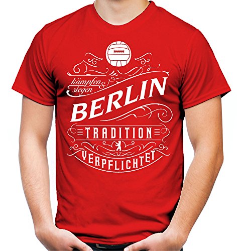 Mein Leben Berlin Männer und Herren T-Shirt | Fussball Ultras Geschenk (L, Rot) von uglyshirt87