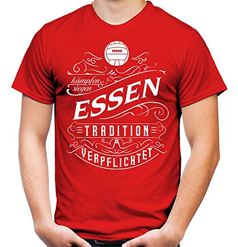 Mein Leben Essen Männer und Herren T-Shirt | Fussball Ultras Geschenk | M1 Front (S, Rot) von uglyshirt87