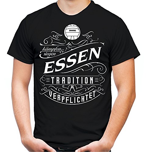 Mein Leben Essen Männer und Herren T-Shirt | Fussball Ultras Geschenk | M1 Front (XXXXL, Schwarz) von uglyshirt87