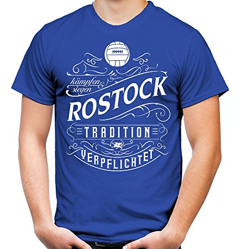 Mein Leben Rostock Männer und Herren T-Shirt | Fussball Ultras Geschenk | M1 Front (M, Blau) von uglyshirt87