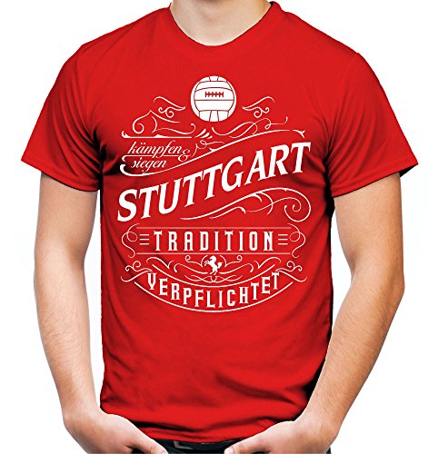 Mein Leben Stuttgart Männer und Herren T-Shirt | Fussball Ultras Geschenk | M1 Front (XL, Rot) von uglyshirt87