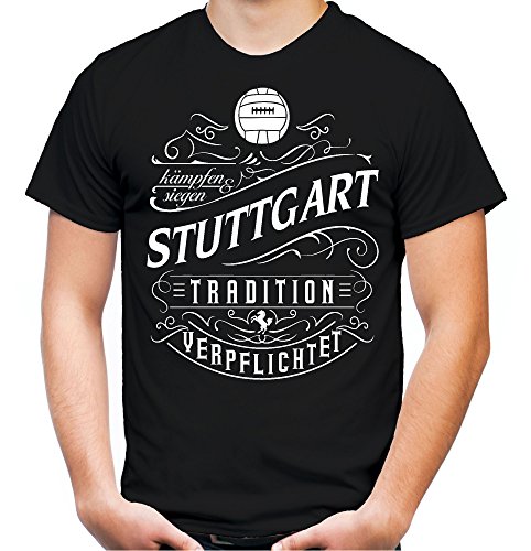 Mein Leben Stuttgart Männer und Herren T-Shirt | Fussball Ultras Geschenk | M1 Front (XXXXL, Schwarz) von uglyshirt87