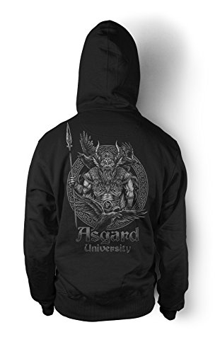 uglyshirt87 Asgard University Männer und Herren Kapuzenpullover | Odin Wikinger Valhalla Geschenk | M1 FB (XXL, Schwarz) von uglyshirt87