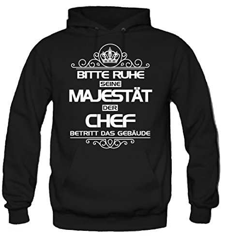 uglyshirt87 Bitte Ruhe Seine Majestät der Chef Kapuzenpullover | Beruf | Arbeit | BAU | Sprüche | Handwerker | Boss | Männer | Herren | Fun (XL, Schwarz) von uglyshirt87