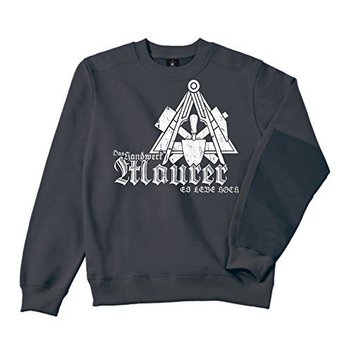 uglyshirt87 Maurer Sweatshirt - Workwear | BAU | Arbeit | Männer | Herren | Pullover | Arbeitskleidung | Handwerker | Zunftwappen (XXL, Grau) von uglyshirt87